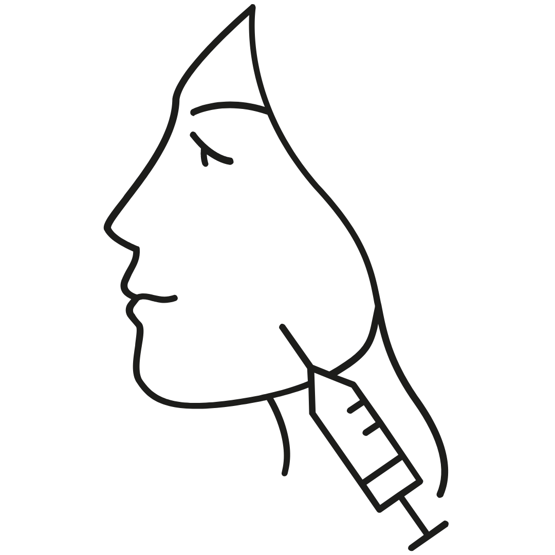 Woman receiving a neuromodulator injection for facial wrinkle treatment